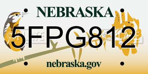 5FPG812 Nebraska License Plate