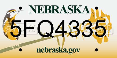 5FQ4335 Nebraska License Plate