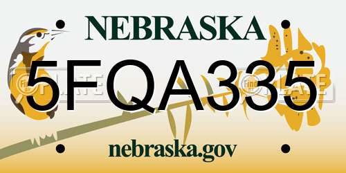 5FQA335 Nebraska License Plate