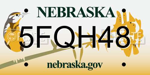 5FQH48 Nebraska License Plate