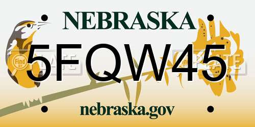 5FQW45 Nebraska License Plate