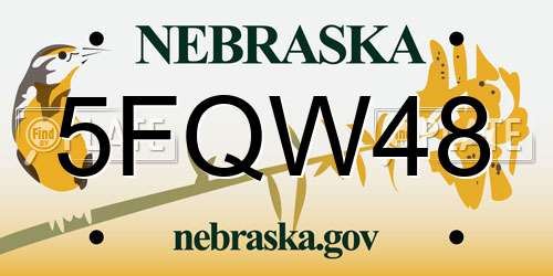 5FQW48 Nebraska License Plate