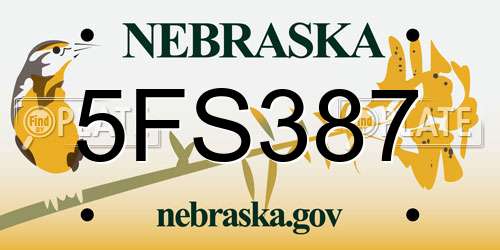 5FS387 Nebraska License Plate