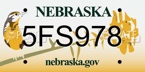 5FS978 Nebraska License Plate