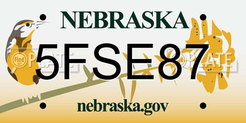 5FSE87 Nebraska License Plate