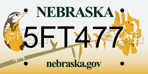 5FT477 Nebraska License Plate