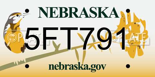5FT791 Nebraska License Plate