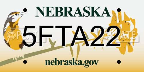 5FTA22 Nebraska License Plate