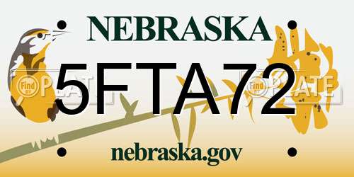 5FTA72 Nebraska License Plate
