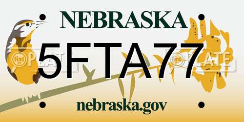 5FTA77 Nebraska License Plate