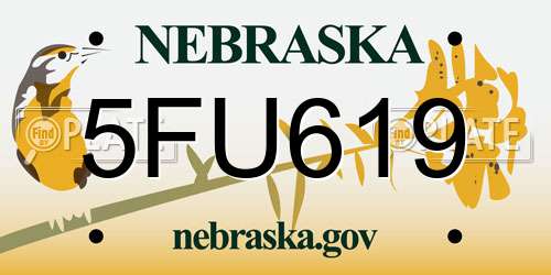 5FU619 Nebraska License Plate