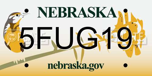 5FUG19 Nebraska License Plate