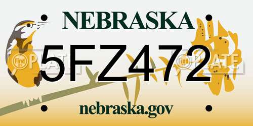 5FZ472 Nebraska License Plate