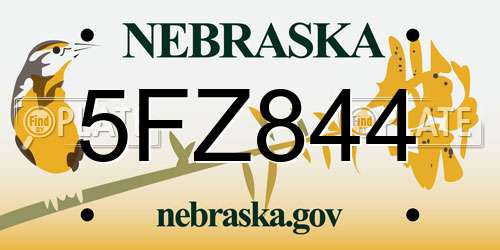 5FZ844 Nebraska License Plate