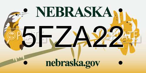 5FZA22 Nebraska License Plate