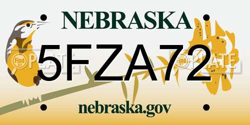 5FZA72 Nebraska License Plate