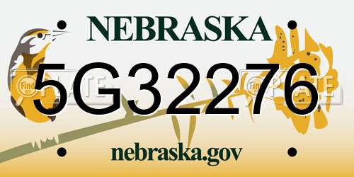 5G32276 Nebraska License Plate
