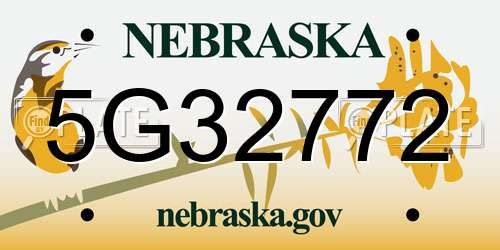 5G32772 Nebraska License Plate