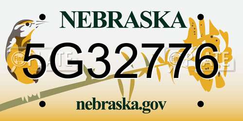 5G32776 Nebraska License Plate