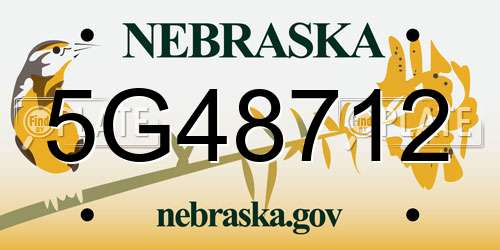 5G48712 Nebraska License Plate