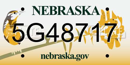 5G48717 Nebraska License Plate