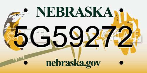 5G59272 Nebraska License Plate
