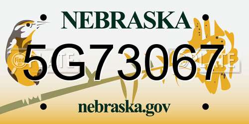 5G73067 Nebraska License Plate