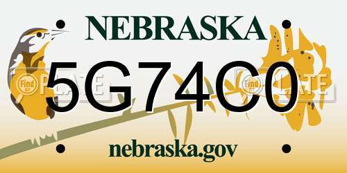 5G74C0 Nebraska License Plate