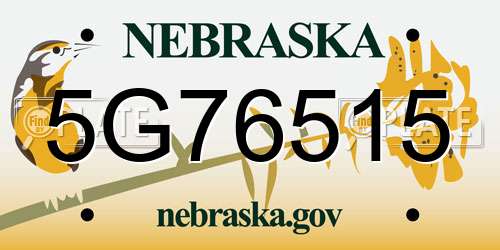 5G76515 Nebraska License Plate