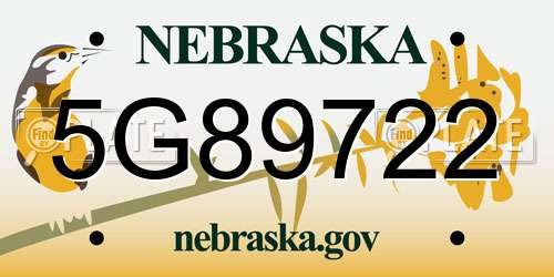 5G89722 Nebraska License Plate
