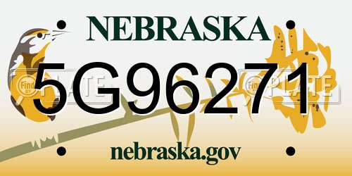 5G96271 Nebraska License Plate