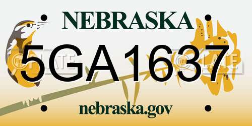 5GA1637 Nebraska License Plate