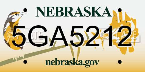 5GA5212 Nebraska License Plate