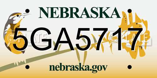 5GA5717 Nebraska License Plate