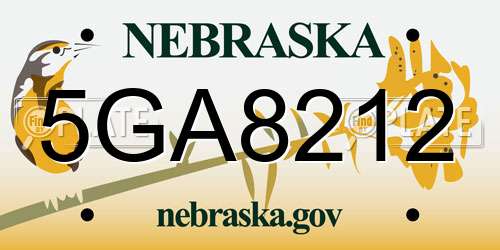 5GA8212 Nebraska License Plate