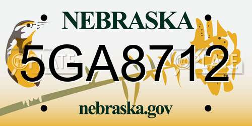 5GA8712 Nebraska License Plate