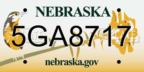 5GA8717 Nebraska License Plate