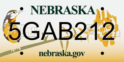 5GAB212 Nebraska License Plate