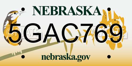 5GAC769 Nebraska License Plate