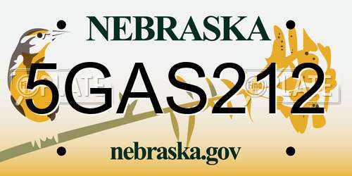 5GAS212 Nebraska License Plate