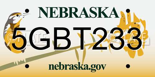 5GBT233 Nebraska License Plate