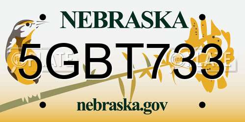 5GBT733 Nebraska License Plate