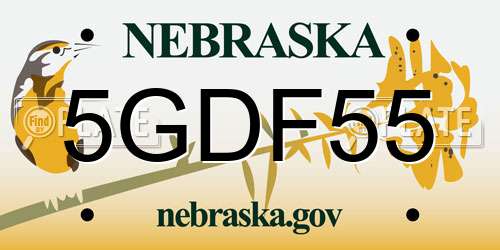 5GDF55 Nebraska License Plate