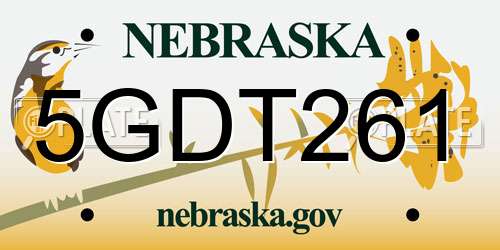 5GDT261 Nebraska License Plate
