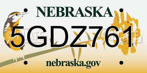 5GDZ761 Nebraska License Plate