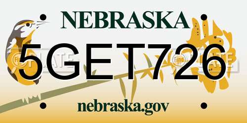 5GET726 Nebraska License Plate