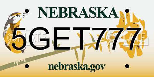 5GET777 Nebraska License Plate