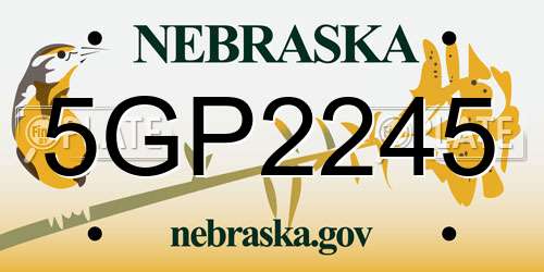 5GP2245 Nebraska License Plate