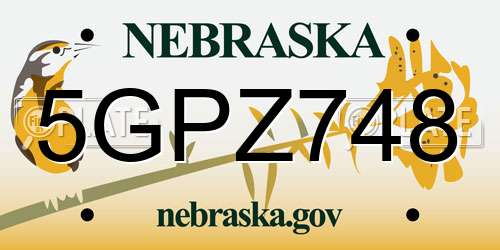 5GPZ748 Nebraska License Plate