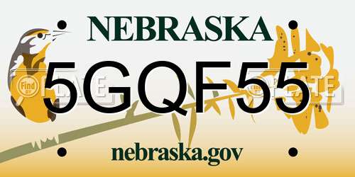 5GQF55 Nebraska License Plate